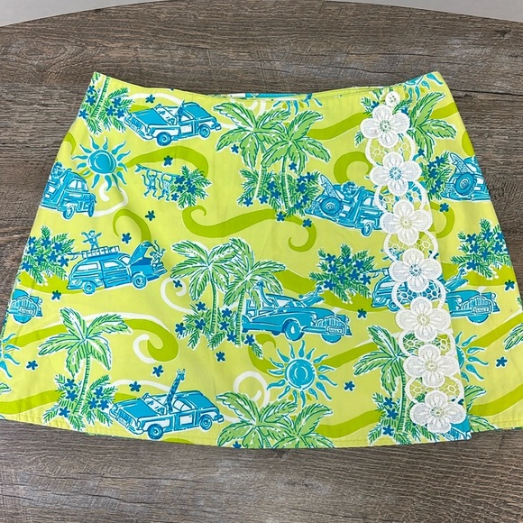Lilly Pulitzer VTG White Label ‘Cruisin’/‘Vegetable’ Reversible Wrap Skirt - Picture 1 of 11